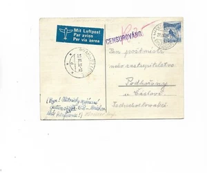 Schweiz / 29.IX.38 LUZERN BREIFAUSG auf Luftpost-Bedarfs-Karte vs. L1 "CENSUROVA - Bild 1 von 2