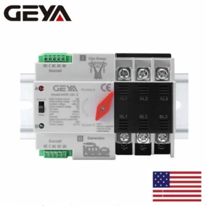 GEYA Automatic Transfer Switch 3P 100A 110V Grid to AC Generator Dual Power RAIL - Picture 1 of 14