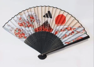 Adidas Japanese Folding Fan Hand Fan Mt. Fuji & Wave Design Red - Picture 1 of 2