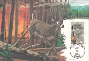 USA 1984 FIRST DAY COVER ON MAXI CARD SMOKEY BEAR - Picture 1 of 2