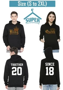 Couple Matching HOODIES King Queen WILD TOGETHER SINCE Back DATE NUMBERS - Picture 1 of 3