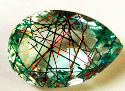 Beautiful Brazilian Rutilated Quart 73.55 Ct. Bi-Color Pear Cut Loose Gemstone - Image 1 of 4
