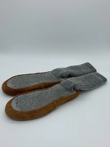 Woolrich Slipper Socks Leather Hard Bottom Wool Knit Gray Unisex - Picture 1 of 24