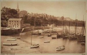 Early TENBY Harbour and Fishing Boats Pembrokeshire Postcard - Picture 1 of 1