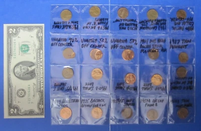 (Lot of 21) Minor and Major Error Cents and Error Two Dollar Note~ Free Shipping - Image 1 of 4