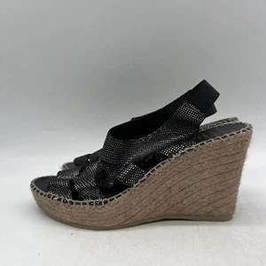 Andre Assous Women's Black Open Toe Wedge Heel Espadrille Sandals Size 7.5 - Picture 1 of 6