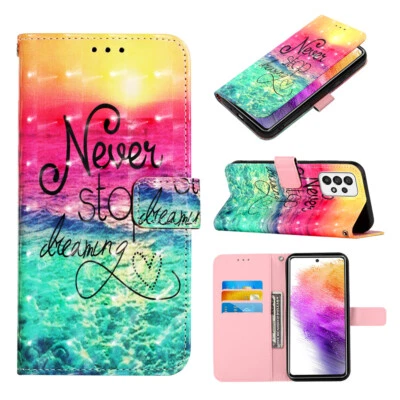 Para Samsung Galaxy Serie "A" Cuero Magnético Abatible Soporte Tarjeta Billetera Estuche Cubierta Foto 1 de 4