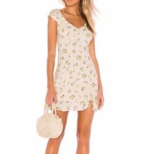 Free People Like A Lady Citrus Lemon Print Short Sleeve Mini Dress Cream M - Picture 1 of 9
