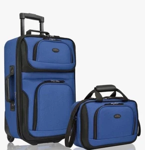 U.S. Traveler Rio 2-Piece Expandable Softside 20" Carry-on Luggage -Royal Blue - Picture 1 of 1