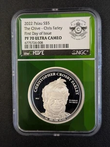 2022 Palau $5 Silver Coin The Chive Chris Farley NGC PF70 UCAM FDOI-Rare Top Pop - Picture 1 of 2