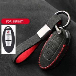 Full Suede Covered Key Fob Remote Protector Holder Cover Case For Infiniti QX60 - Picture 1 of 10