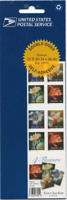 Scott #3457e 4 Flowers Booklet of 20 Stamps - Sealed - Image 1 of 2