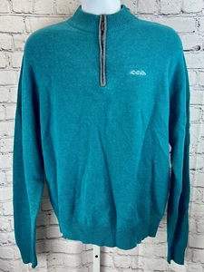 Peter Millar Pullover Sweater Men's Size L Blue Wool Solid 1/4 Zip Long Sleeves - Picture 1 of 7