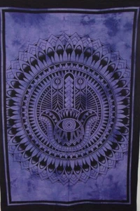 Purple Hamza Hand Wall Hanging Purple Tie Dye Tapestry Home Decorative Poster - Picture 1 of 4