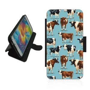 Cow Pattern Wallet Phone Case For iPhone Samsung flip Cover farm COW3 - Picture 1 of 3