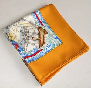 AUTH HERMES 100% SILK SCARF-VEVE LE VENT-BEAUTIFUL MULTICOLOR/BLUE-ORANGE-FRANCE - Picture 1 of 11
