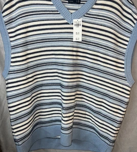 Abercrombie & Fitch Pullover Weste Herren XL übergroß blau gestreift Strick (q) - Bild 1 von 5