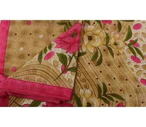 Saris Beoge de colección pura crepé seda estampado Zari sari artesanía tela fabricación de vestidos - Imagen 1 de 4