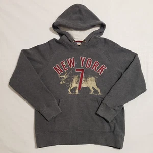 Old Navy Sweater Mens Medium Surplus Fleece Hoodie New York Elk Graphic y2k Gray - Picture 1 of 7