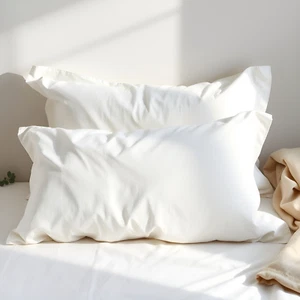 Dos fundas de almohada de lino 100 % lino puro funda de almohada blanca funda de cojín antideslizante - Imagen 1 de 3