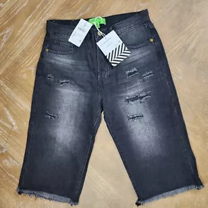 Sandrine Rose Size 30" Waist Cut Off Jean Shorts Charbon Black Distressed - Picture 1 of 11