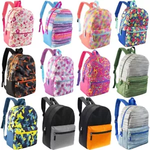 17" Wholesale Backpacks In 12 Assorted Prints & Colors - Picture 1 of 4