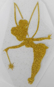 IRON ON TRANSFER patch glitter foil gold fairy fantasy 2.4 inches long bm85 - Picture 1 of 1