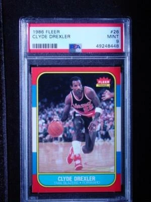 1986 Fleer Basketball Rookie #26 : Clyde Drexler RC PSA 9 (MINT) Newly Graded - Image 1 of 4