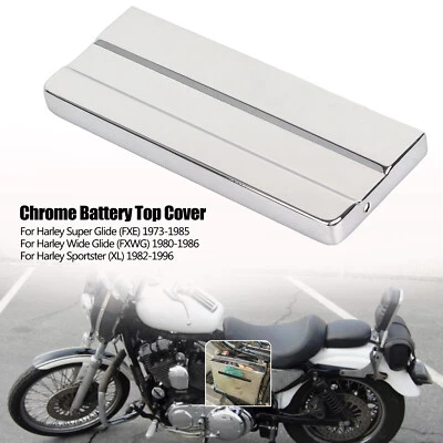 Chrome Metal Battery Top Cover Fit For Harley Super Glide Sportster 1200 XLH1200 Foto 1 de 4