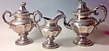 An American 19th Century 3 Piece Coin Silver Tea Set by J. & I. Cox New York