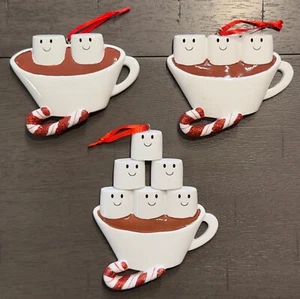 Heiße Schokolade Familie 2 3 oder 6 Marshmallows personalisierbares Ornament - Bild 1 von 1