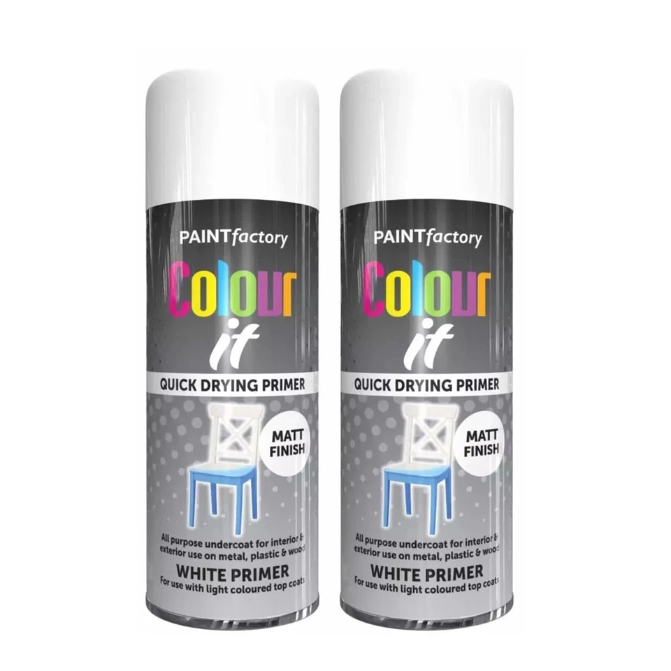 2x 400ml Colour It White Primer Aerosol Spray Paint Household Car Plastic - Image 1 of 1