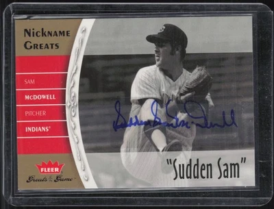 2006 Fleer Nickname Greats of the Game "Sudden Sam" Sam McDowell Auto Autograph - Image 1 of 2