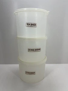 Vintage white opaque container bundle coconut icing sugar tea bags - Picture 1 of 17