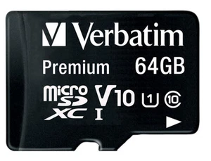 VERBATIM - Premium U1 MicroSDXC Memory Card & SD Adaptor, 64GB - Photo 1 sur 1