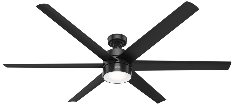 72" Hunter Solaria Matte Black Damp Rated Large Fan with Wall Control - Image 1 of 1
