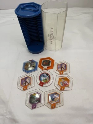 Disney Infinity LOTE DE 8 DISCOS DE ALIMENTACIÓN + Estuche Soporte Puntada Mickey Buzz Peter Pan Foto 1 de 4