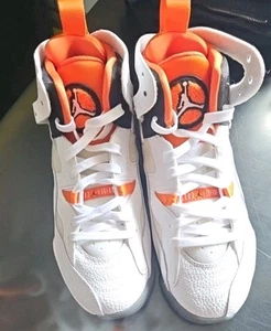 Jordan Jumpman Two Trey Mid White Black Orange Sz 6 Basketball Sneakers - Picture 1 of 9