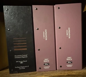 RARO 1997 Ford Expedition OEM manuales de tienda, juego de 3 volúmenes - NUEVO, en carpetas OEM - Imagen 1 de 2