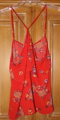 LILY WHITE JUNIOR TALLA XL ROJO FLORAL ESTILO HALTER CAMISETA SIN MANGAS GASA Foto 1 de 3