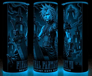 Glow in the Dark Final Fantasy 7 Cloud Strife and Sephiroth Cup Mug Tumbler 20oz - Picture 1 of 4