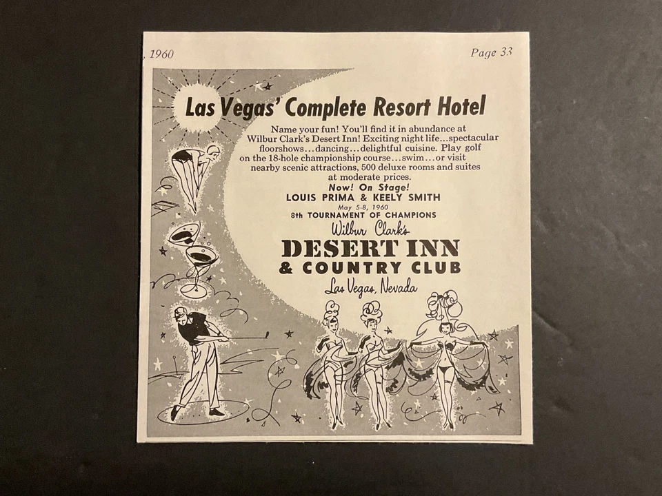 DESERT INN HOTEL LAS VEGAS ORIGINAL 1960 AD LOUIS PRIMA AND KEELY SMITH - Image 1 of 1