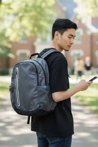 "Mochila para computadora portátil Dell azul grisáceo bolsa de viaje 15,6"" resistente al agua y lados de malla" - Imagen 1 de 10