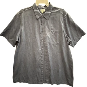 Haggar Shirt Mens 2XL Blue Textured Button Up Short Sleeve Chest Pocket Classic - Picture 1 of 8