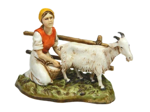 Scena Mungitrice di Capra Landi Moranduzzo Cm 10 - Gruppi Pastori Presepe - Imagen 1 de 2