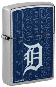 DETROIT TIGERS, ORIGINAL STREET CHROME FINISH, WIND PROOF ZIPPO LIGHTER - Picture 1 of 3