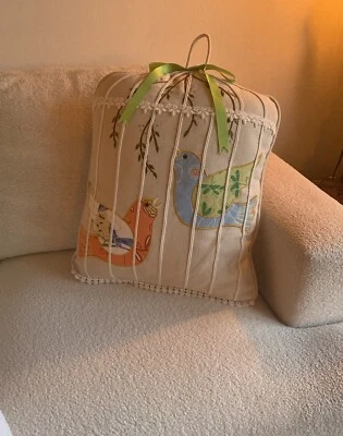 Throw Pillow  With Birds Cotton Linen  17.5”X 16.5” NWOT - Image 1 of 4