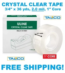 (4) ULINE General Purpose 3/4" width 2.0 mil Clear Office / Wrapping Tape Rolls - Picture 1 of 1