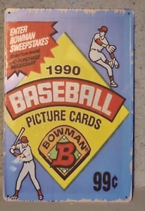 1990 Bowman Baseball Advertismement 12x8 Metal Sign Man Cave Garage Bar - Picture 1 of 1