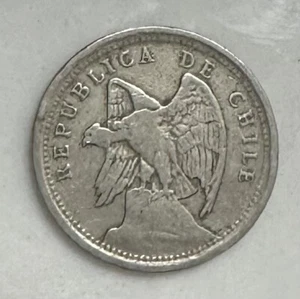 1925 Chile 10 Centavos Condor Bird Coin KM166 - Picture 1 of 2
